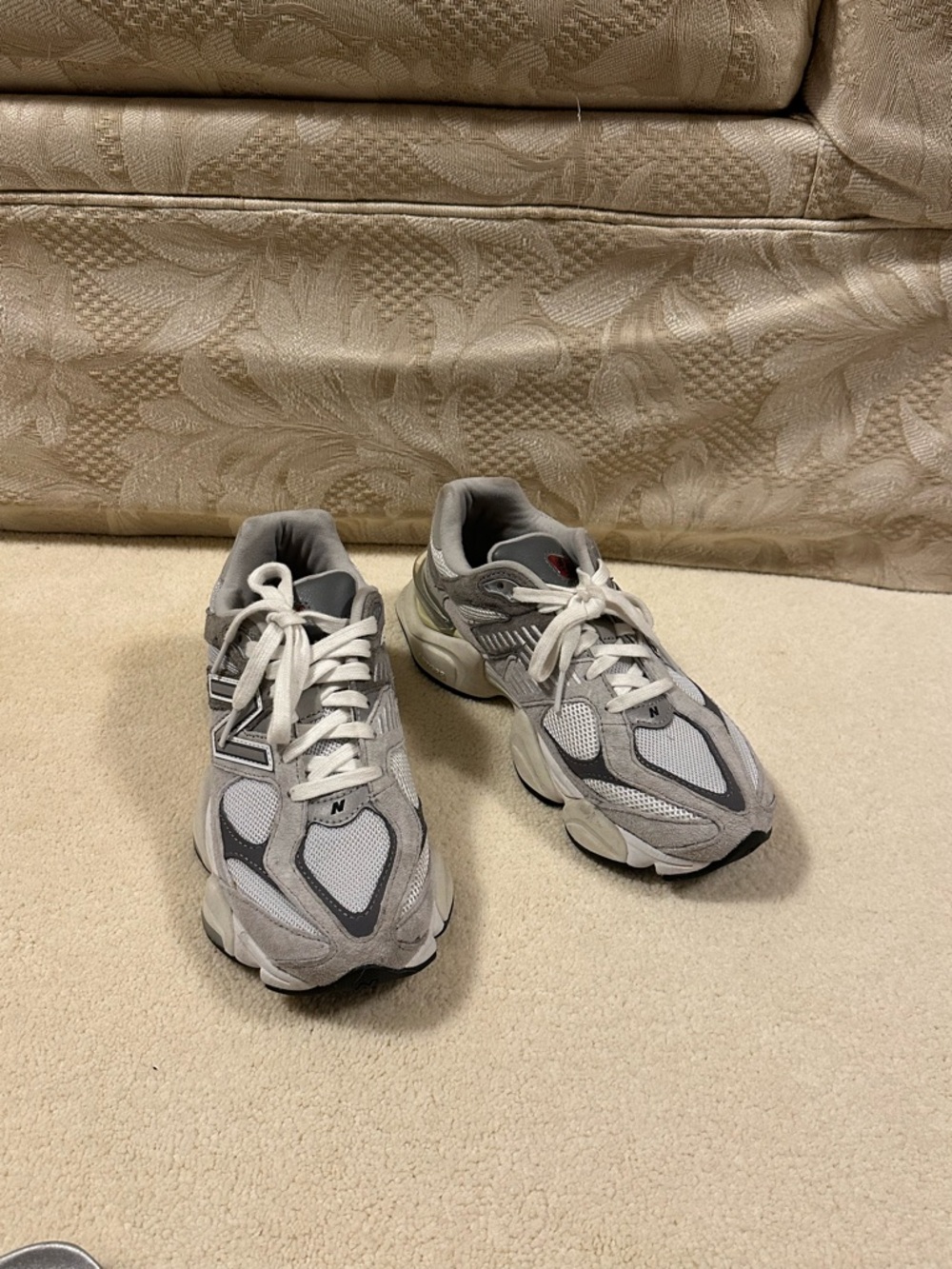 New Balance 9060 Women’s Light Gray & White Athletic Running Sneakers